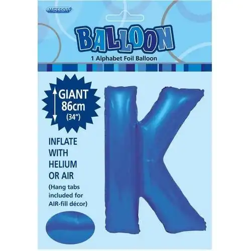 Royal Blue K Alphabet Foil Balloon 86cm