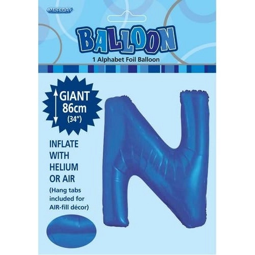 Royal Blue N Alphabet Foil Balloon 86cm