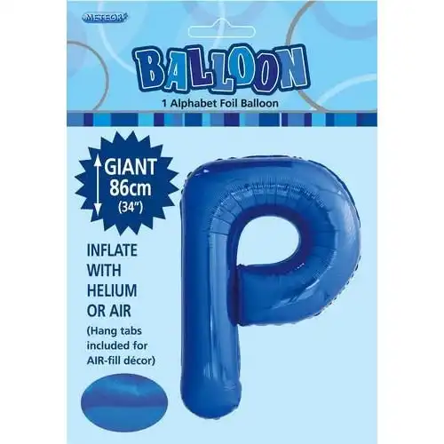 Royal Blue P Alphabet Foil Balloon 86cm