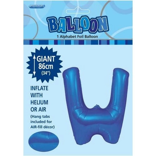 Royal Blue W Alphabet Foil Balloon 86cm