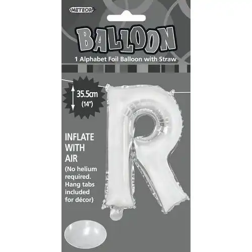 Silver R Alphabet Foil Balloon 35cm