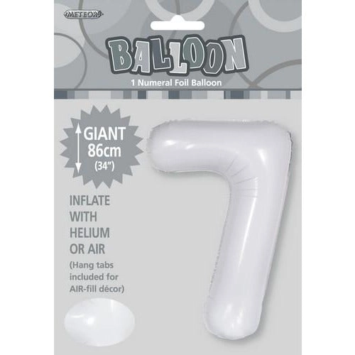 White 7 Numeral Foil Balloon