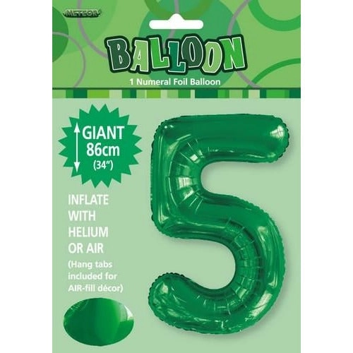 Emerald Green 5 Numeral Foil Balloon 86cm