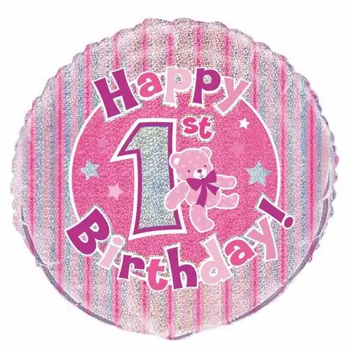 1st Birthday Foil Balloon - Pink