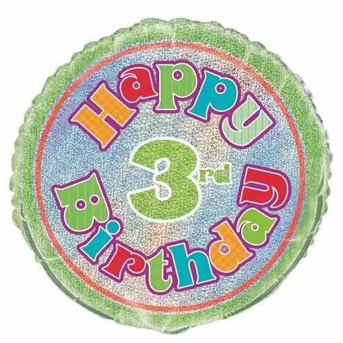 3rd Birthday - Foil Prismatic Balloon