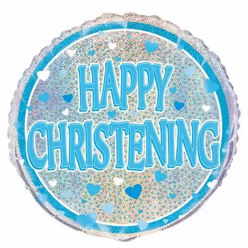 Blue Christening - Foil Prismatic Balloon