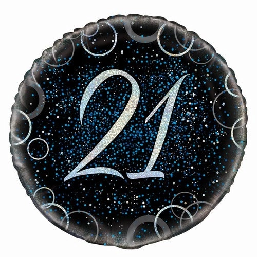 Glitz Blue - 21st Birthday Foil Balloon