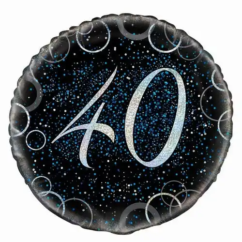 Glitz Blue - 40th Birthday Foil Balloon