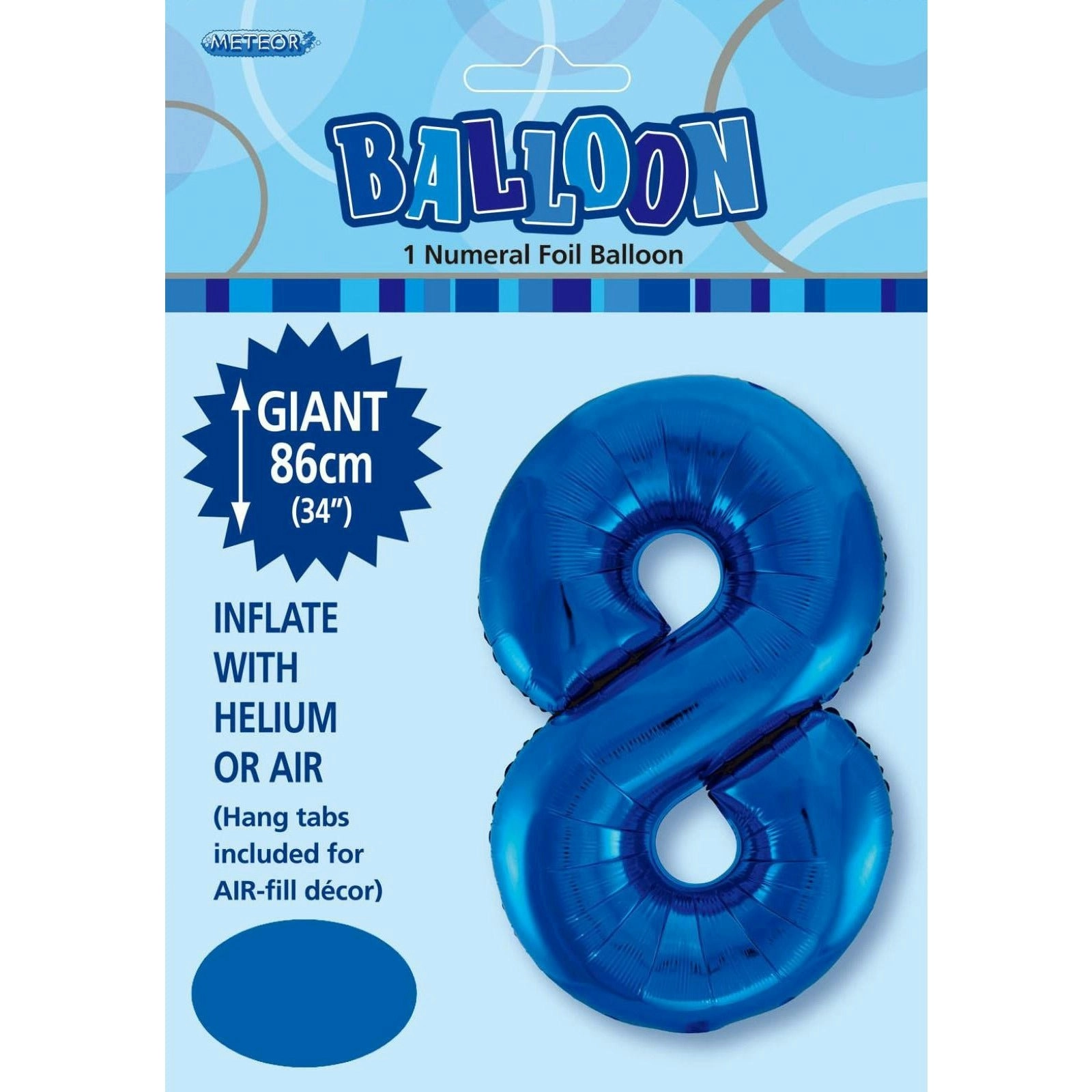 Foil Balloon - Number 8 Royal Blue