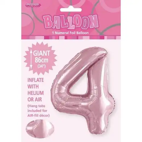 Lovely Pink 4  Numeral Foil Balloon 86cm