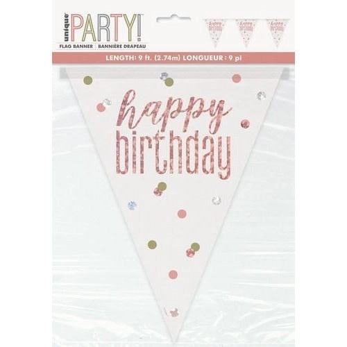 Rose Gold Prism Flag Banner -Happy Birthday