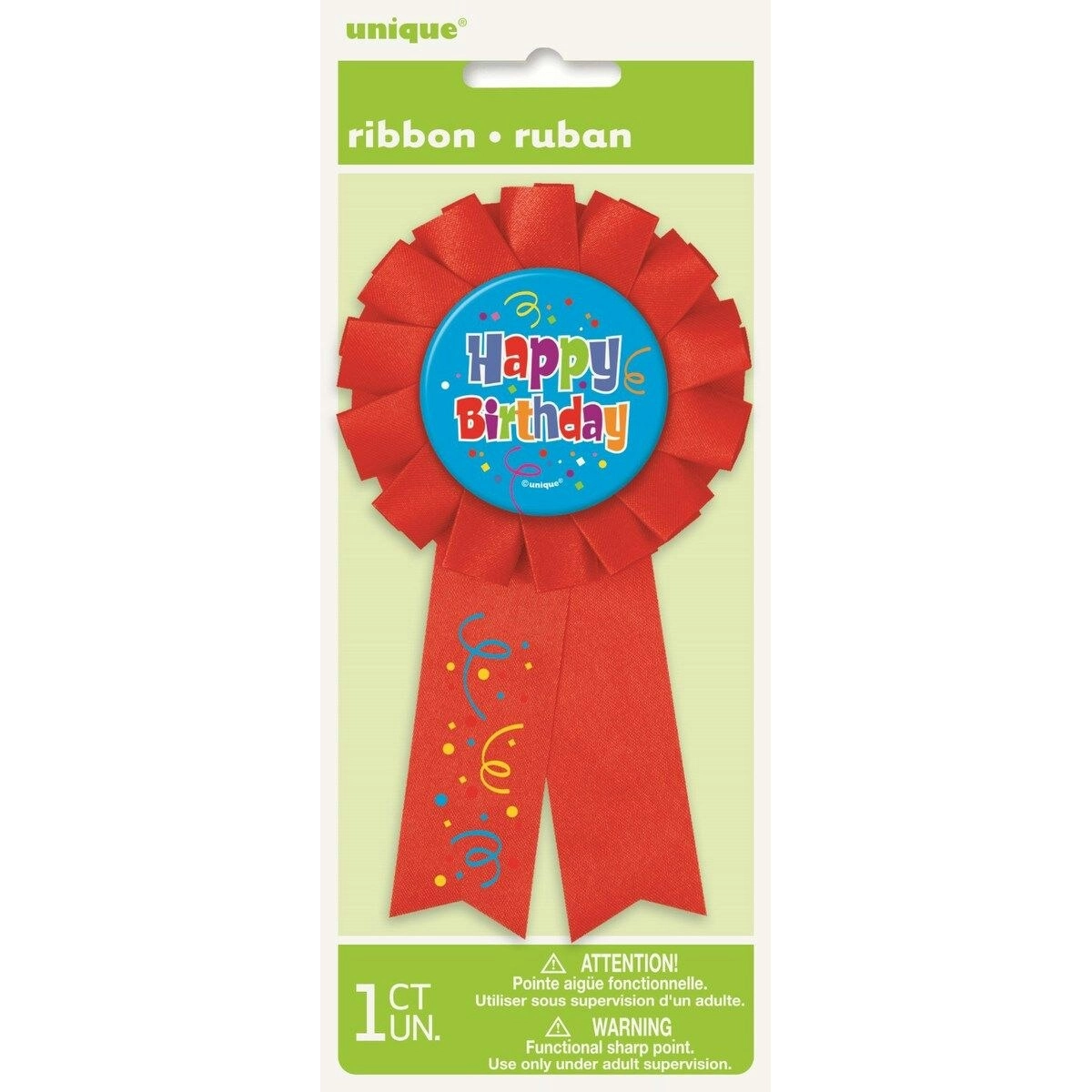 Award Ribbon - Happy Birthday Red Confetti