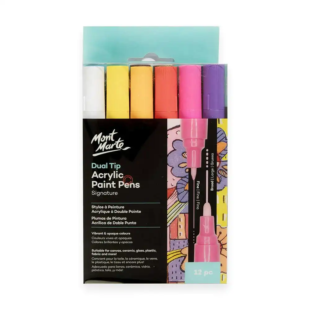 Mont Marte Acrylic Paint Pens Dual Tip Fine & Broad