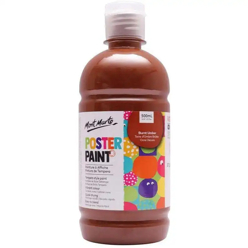 Mont Marte Poster Paint Burnt Umber 500ml