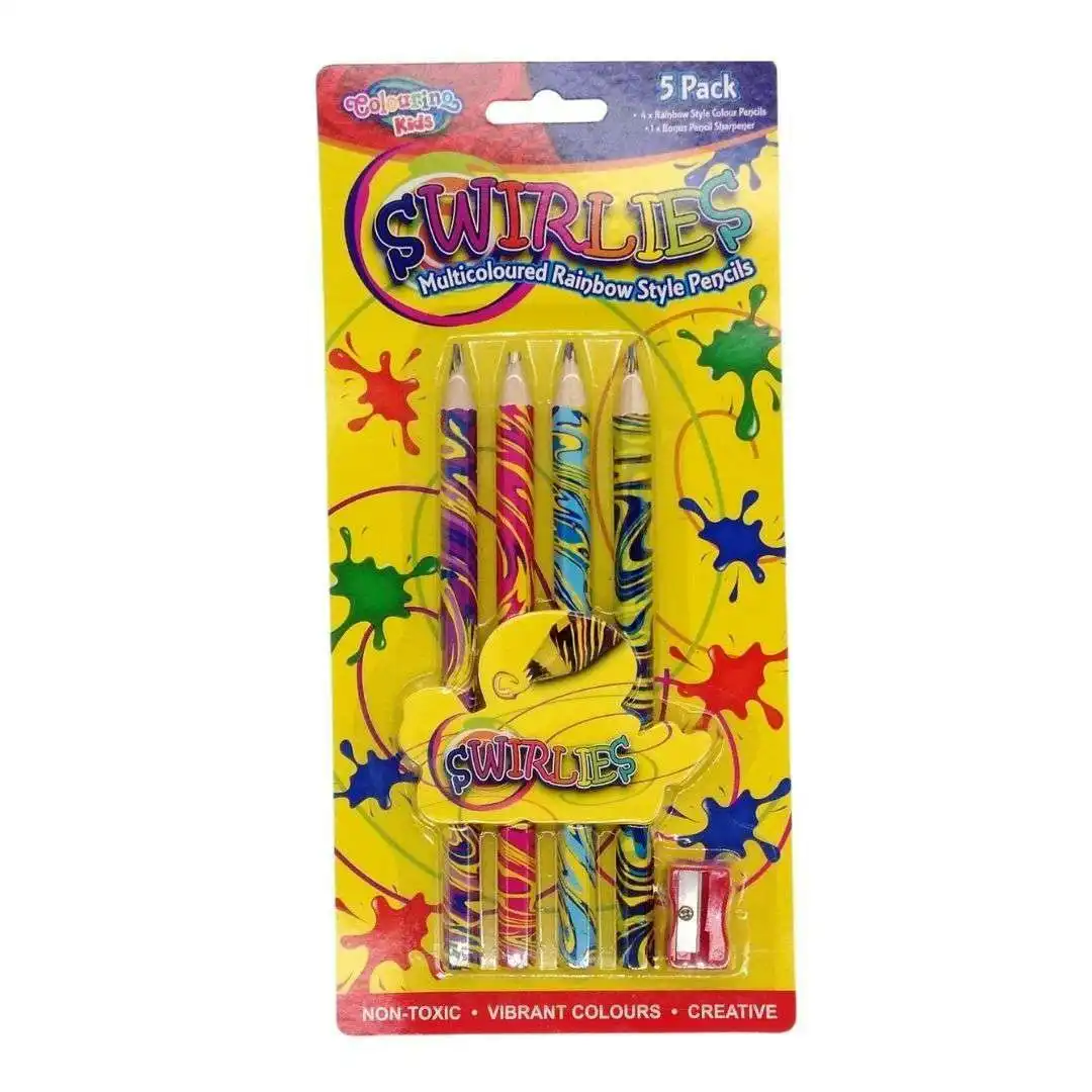 Rainbow Swirl Thick Pencils 4PK