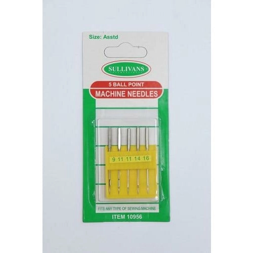 5 Ball Point Machine Needles - Size Assorted