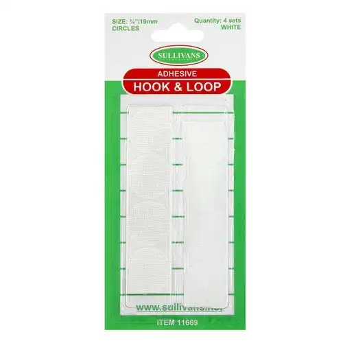 Hook & Loop Circles - Adhesive White