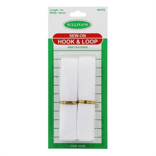 Sew On Hook & Loop Grip Fastener - White