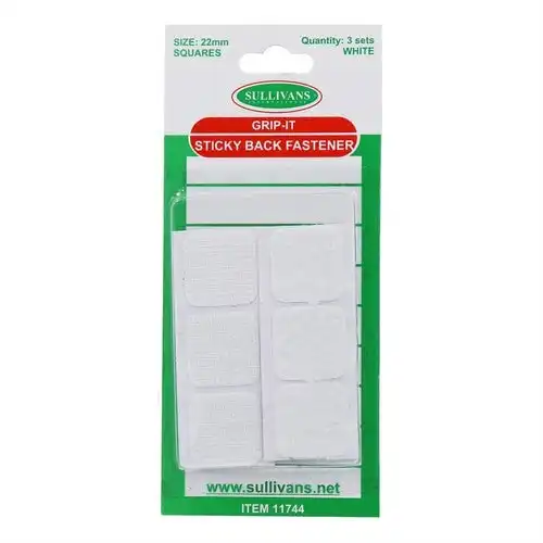 Grip It Sticky Back Fastener Squares - White 22mm 3 Sets