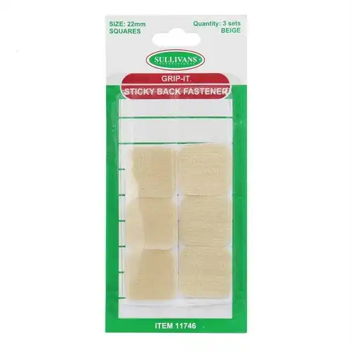 Grip It Sticky Back Fastener Squares - Beige 22mm 4 Sets