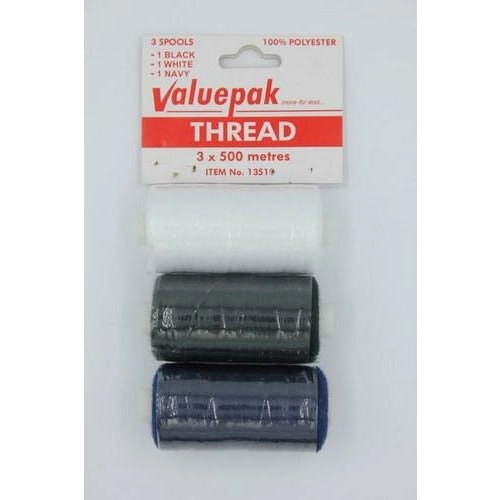 Valuepak Thread 1 White, 1 Black and 1 Navy - 3 x 500m