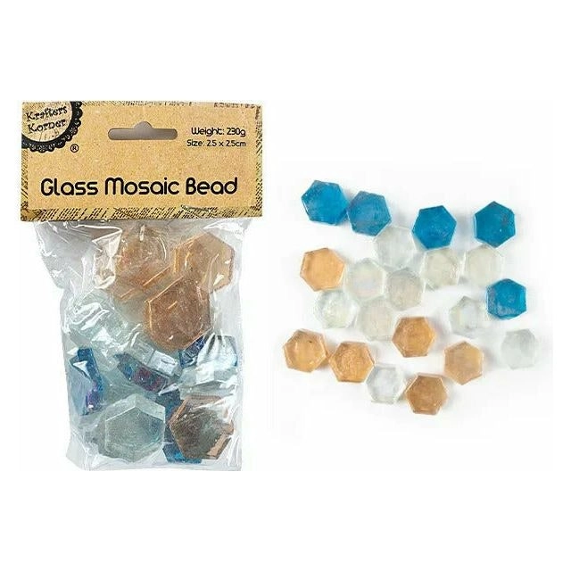 Glass Mosaic Beads - Hexagon Tiles