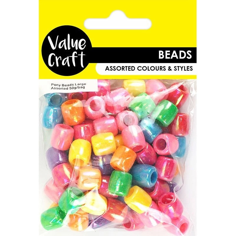 Beads Pony Large Assorted Iridescent