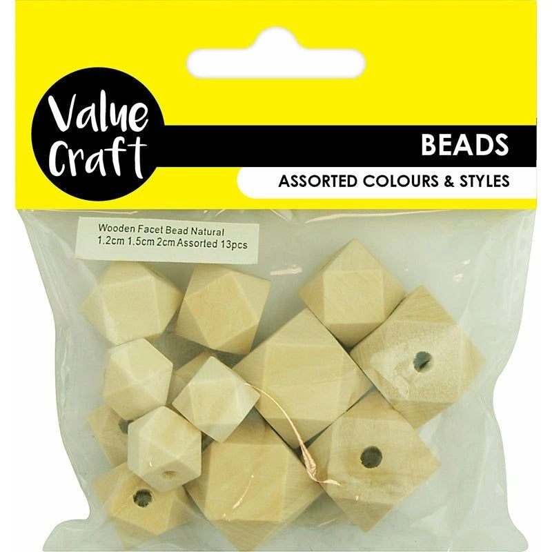 Beads Wood Facet - Natural