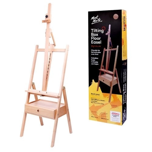 Mont Marte Tilting Box Floor Easel Beech Wood Signature