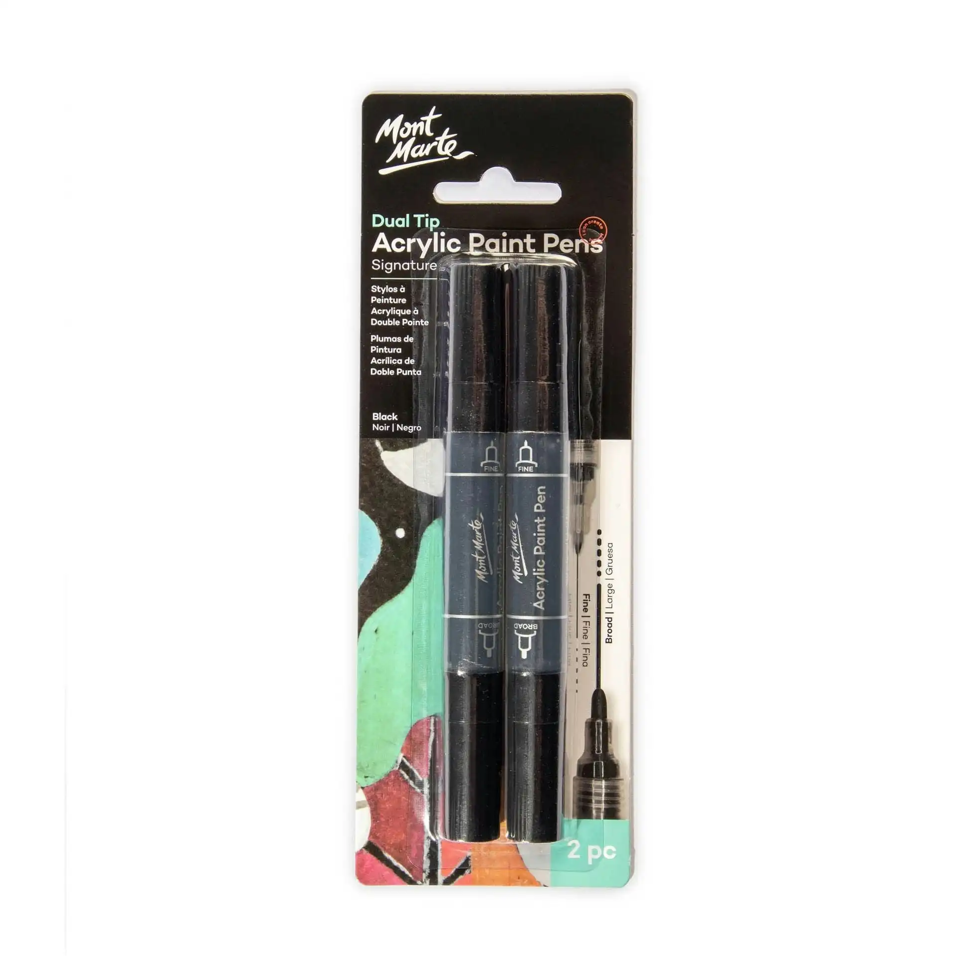 Mont Marte Acrylic Paint Pens Dual Tip Black