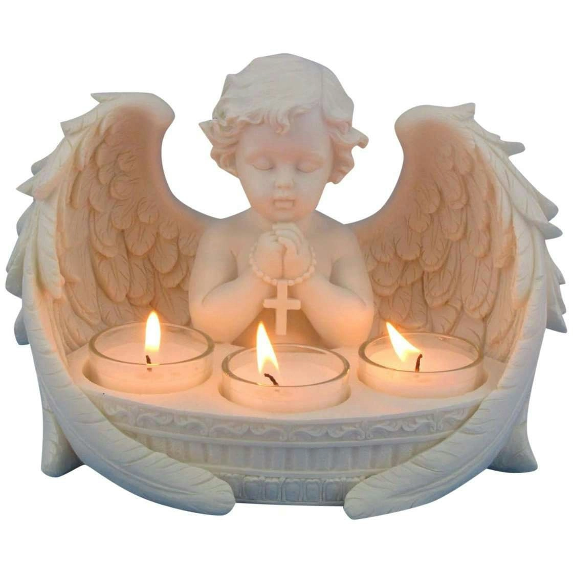 Tealight Candle Holder - Praying Cherub Angel