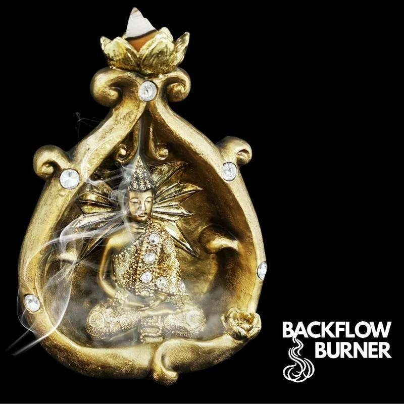 Backflow Burner - Gold Happy Buddha