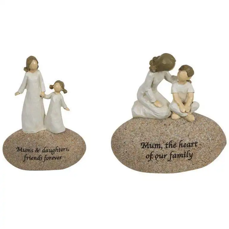 Sentimental Wording Mother And Child On Rock Wording 12cm 1pce Assorted