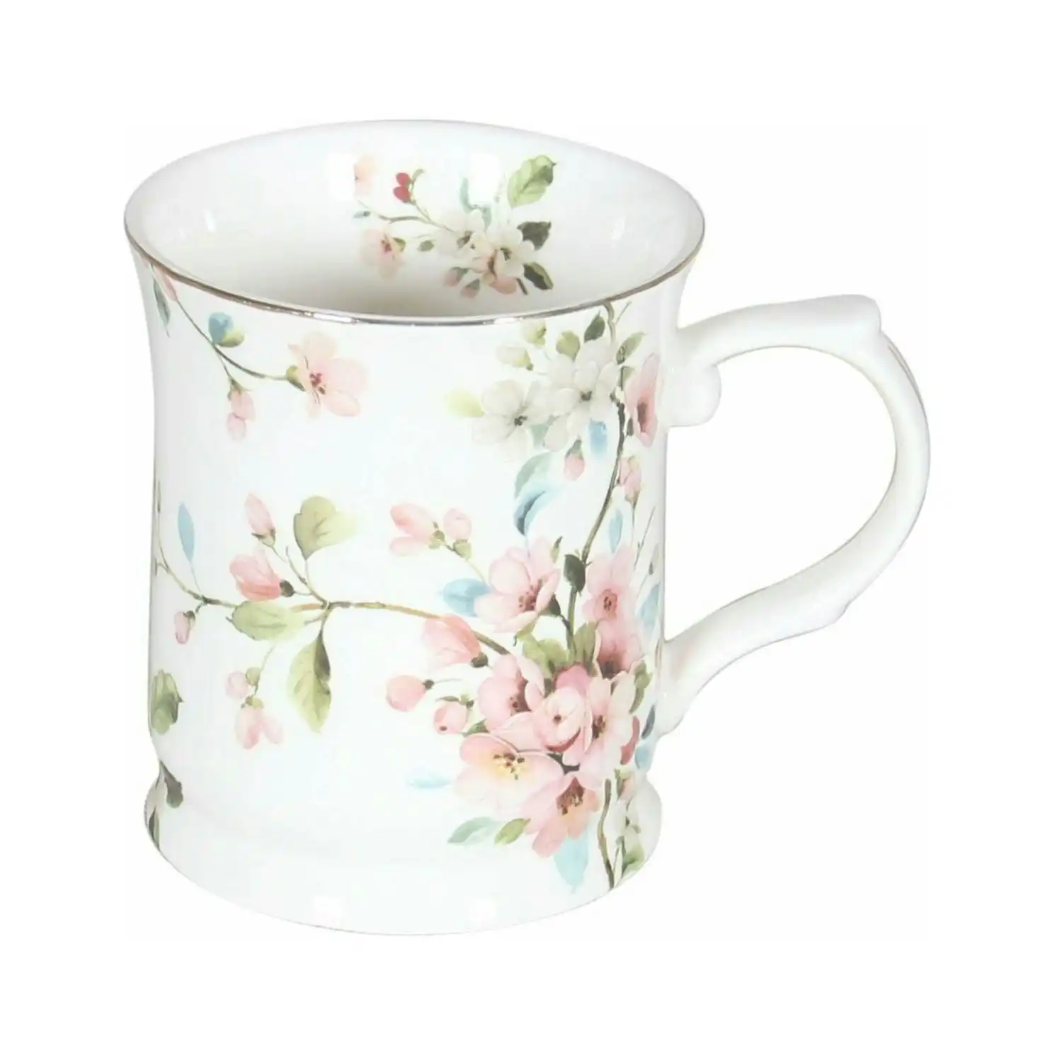 Peach Blossom on White Fine Bone China - Mug