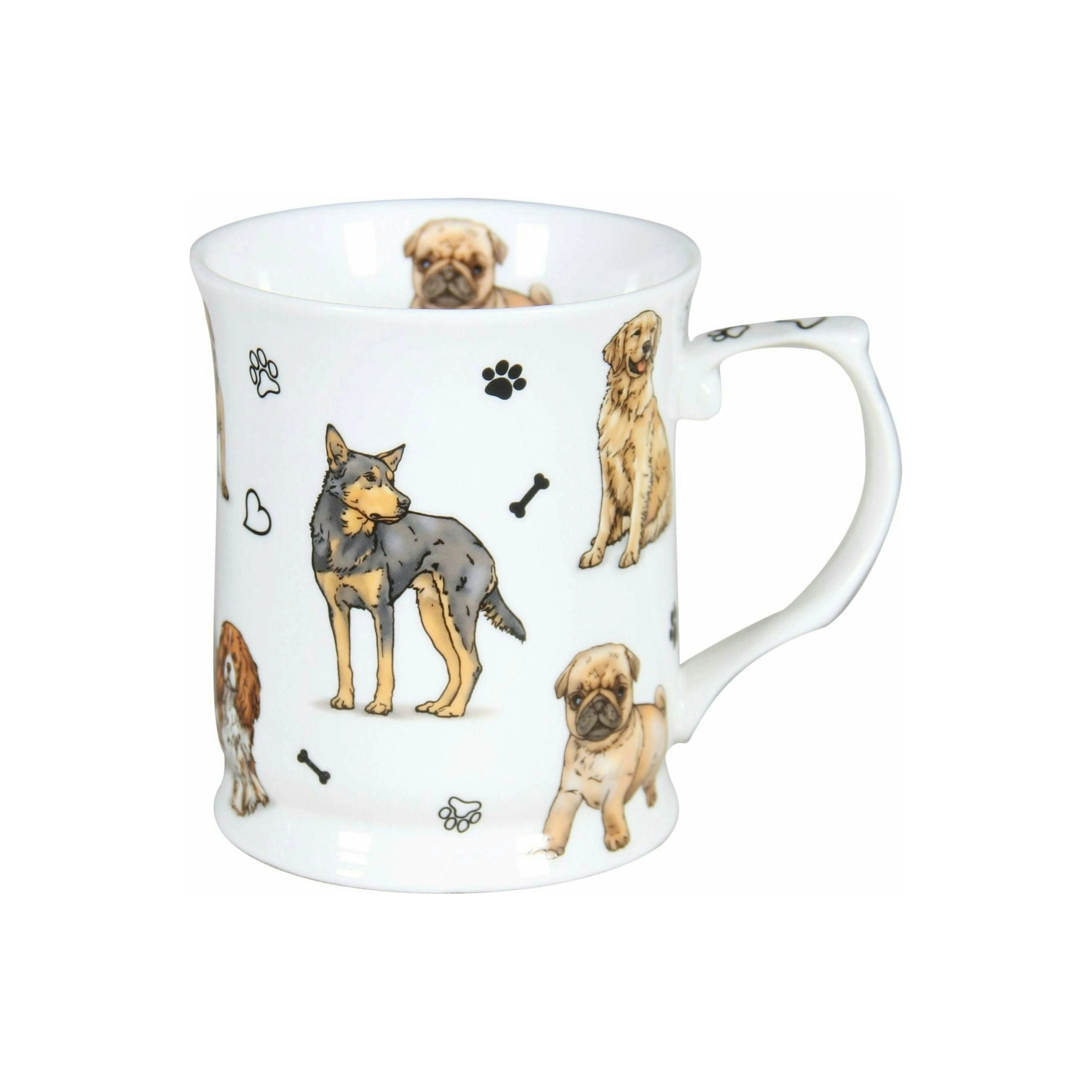 Dogs on White Fine Bone China - Mug