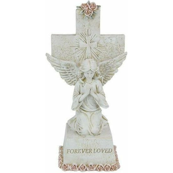 Kneeling Prayer Angel on Cross Forever Loved