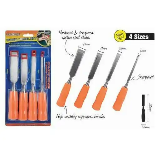 Wood Chisel with Ergonomic handles -210x30mm 4 Piece Set