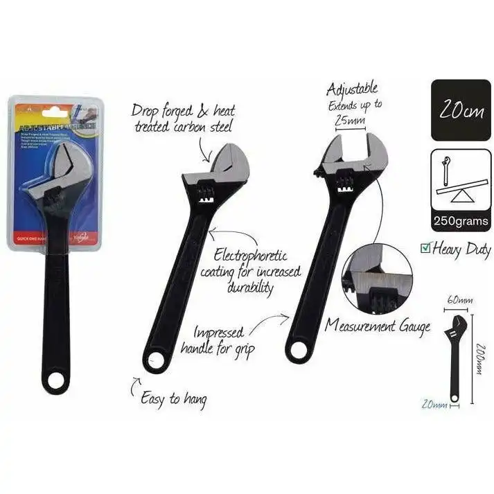 Adjustable Wrench with Measurement Gauge