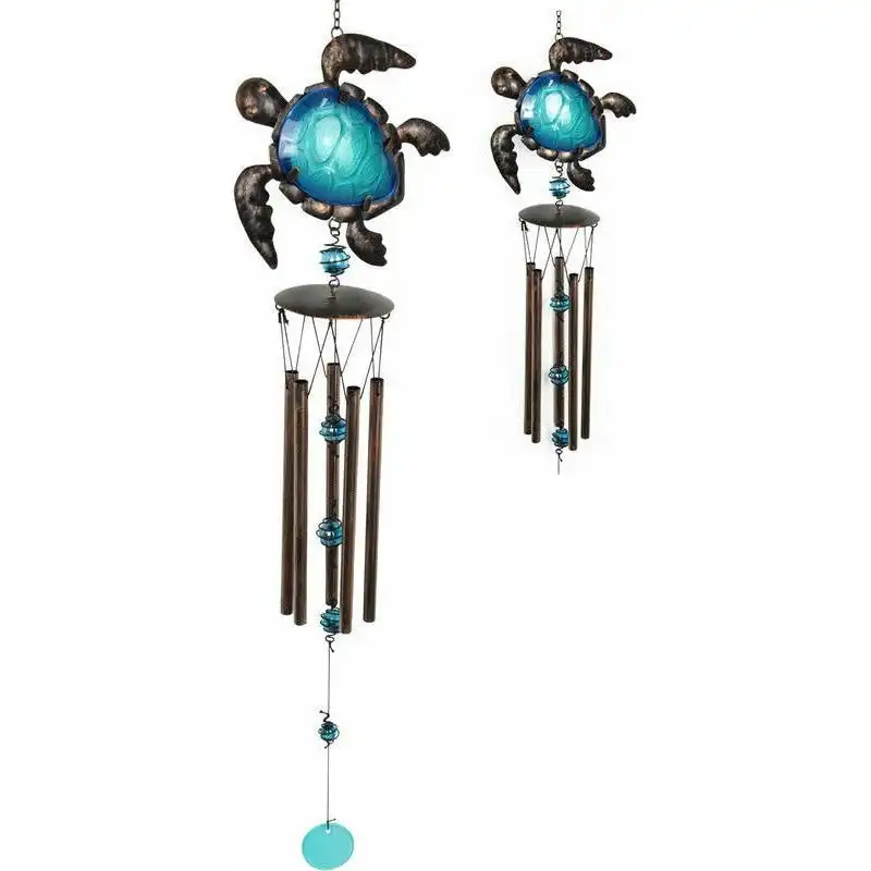 Metal and Glass Blue Turtle Wind Chime