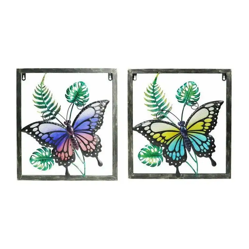 Framed Glass & Metal Butterfly - Wall Art