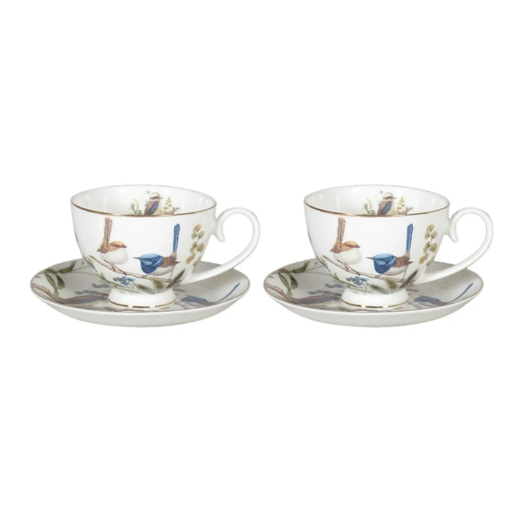 Australian Birds Fine Bone China 2 Cup & Saucer Set