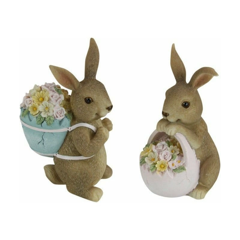 Bunny Rabbit with Basket of Flowers