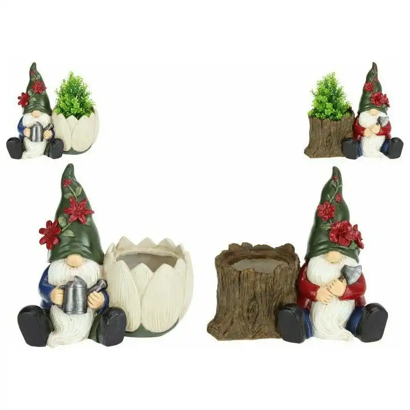 Gnome with Tree and Flower Pot