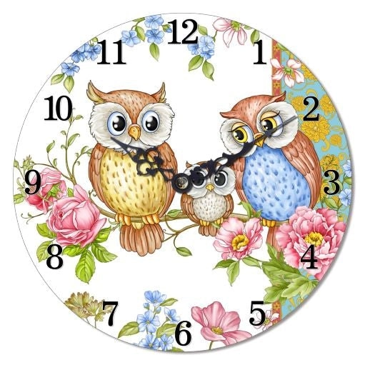 Owls Family - Large Wall Clock