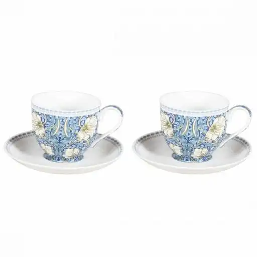 William Morris on Blue Fine Bone China 2 Cup & Saucer Set