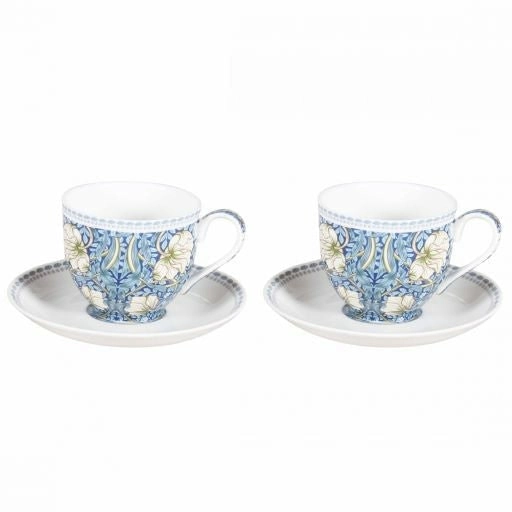 William Morris on Blue Fine Bone China 2 Cup & Saucer Set