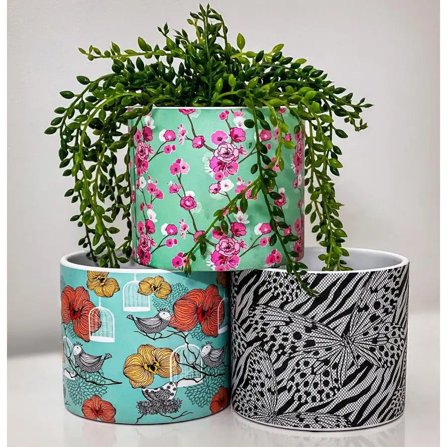 Flower Pot-  Butterflies or Birds & Flowers