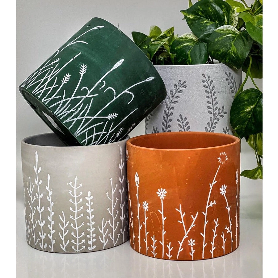 Terracotta Pot - Fern Design