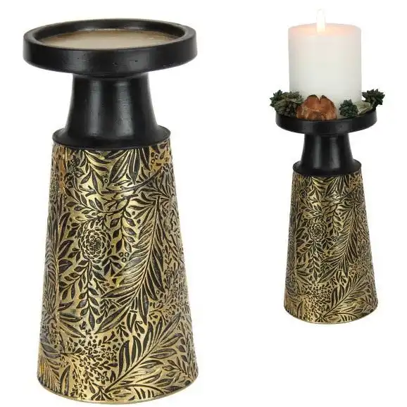 Black & Gold Antique Candle Holder