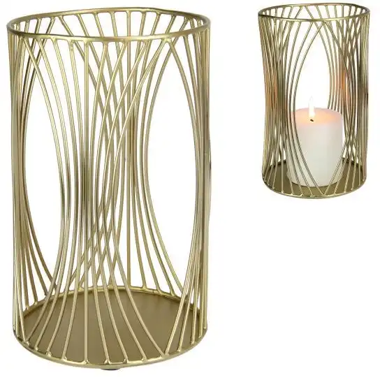 Gold Metal Pillar Candle Holder